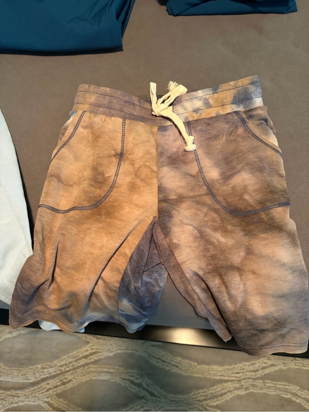 Pixie Lane Kids Tie-Dye Drawstring Shorts - Brown/Blue